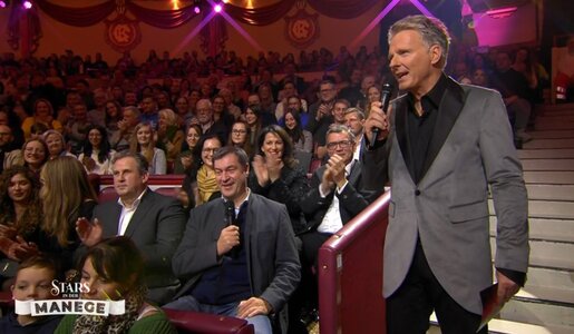 „Stars in der Manege“: Jörg Pilawa nimmt CSU-Politiker Markus Söder auf die Schippe | © Sat.1/Screenshot