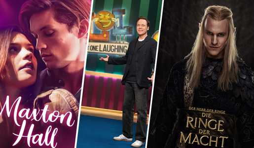 Von der romantischen Hype-Serie Maxton Hall über neue Folgen von LOL bis zum epischen Serien-Highlight Die Ringe der macht: Das alle seht ihr auch beim neuen TV-Sender Prime | © Prime Video / collage: Hörzu
