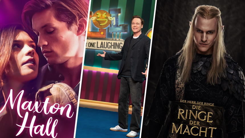Von der romantischen Hype-Serie Maxton Hall über neue Folgen von LOL bis zum epischen Serien-Highlight Die Ringe der macht: Das alle seht ihr auch beim neuen TV-Sender Prime | © Prime Video / collage: Hörzu