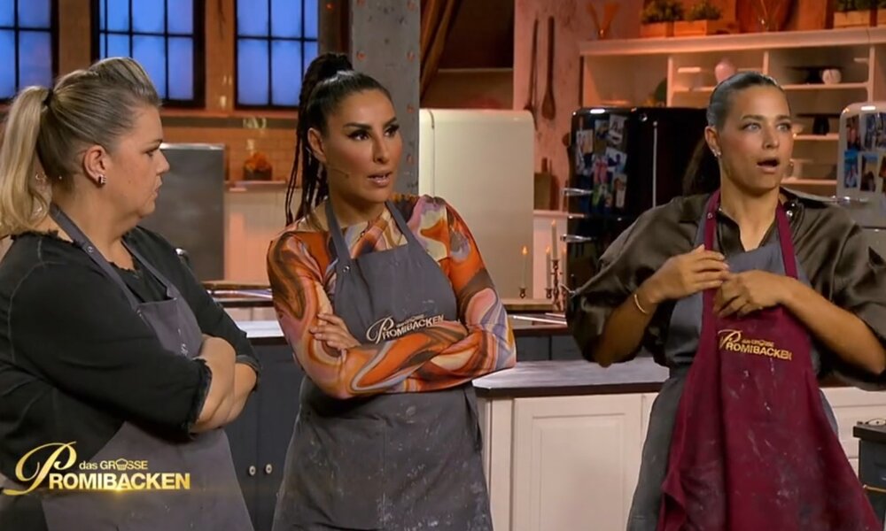 „Das große Promibacken“: Fluch der roten Schürze – Erwischt es nun auch Amira Aly? | © SAT.1/Screenshot
