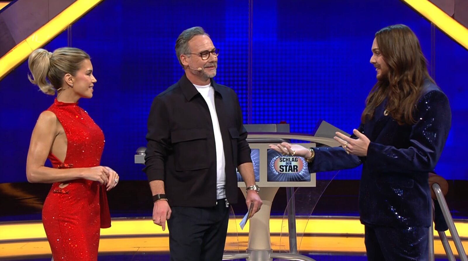 „Schlag den Star“: Sylvie Meis muss sich im ersten Mann-gegen-Frau-Duell geschlagen geben | © ProSieben/Screenshot