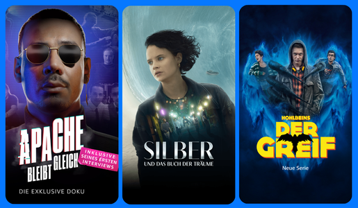Drei Poster der Produktionen "Apache bleibt gleich", "Silber und das Buch der Träume" und "Der Greif" | © Prime Video