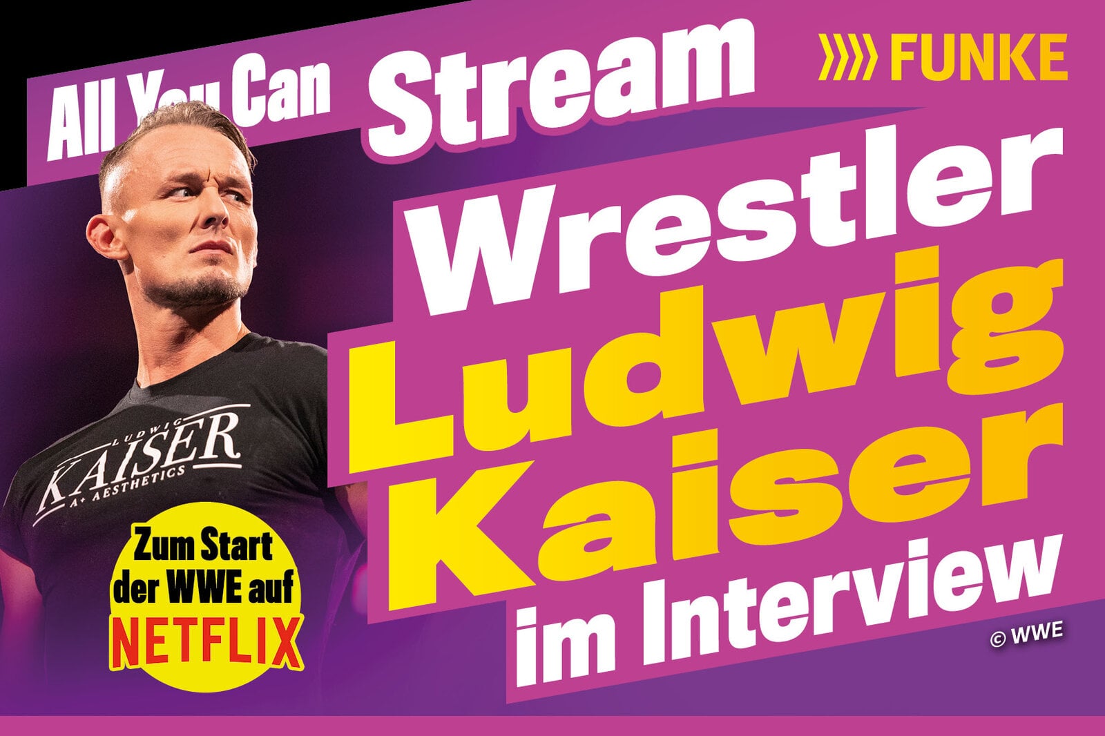 Wrestler Ludwig Kaiser ist auf dem "All you can Stream"-Cover zu sehen | © WWE