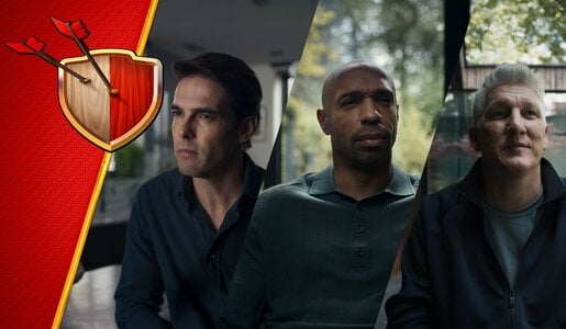 Porträtfotos von Schweinsteiger, Henry und Kaká neben dem Clash of Clans Wappen | © Clash of Clans / Supercell