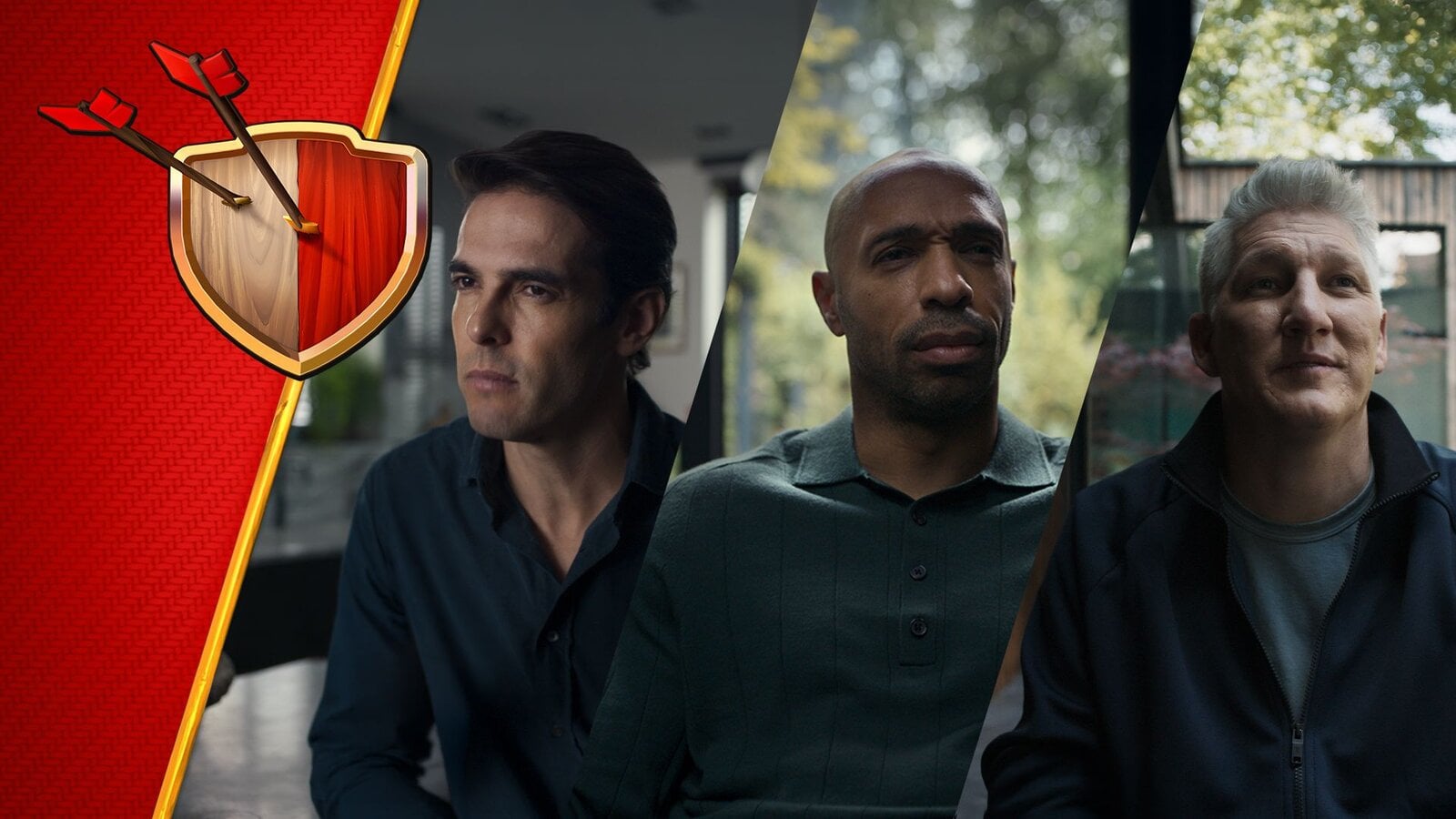 Porträtfotos von Schweinsteiger, Henry und Kaká neben dem Clash of Clans Wappen | © Clash of Clans / Supercell
